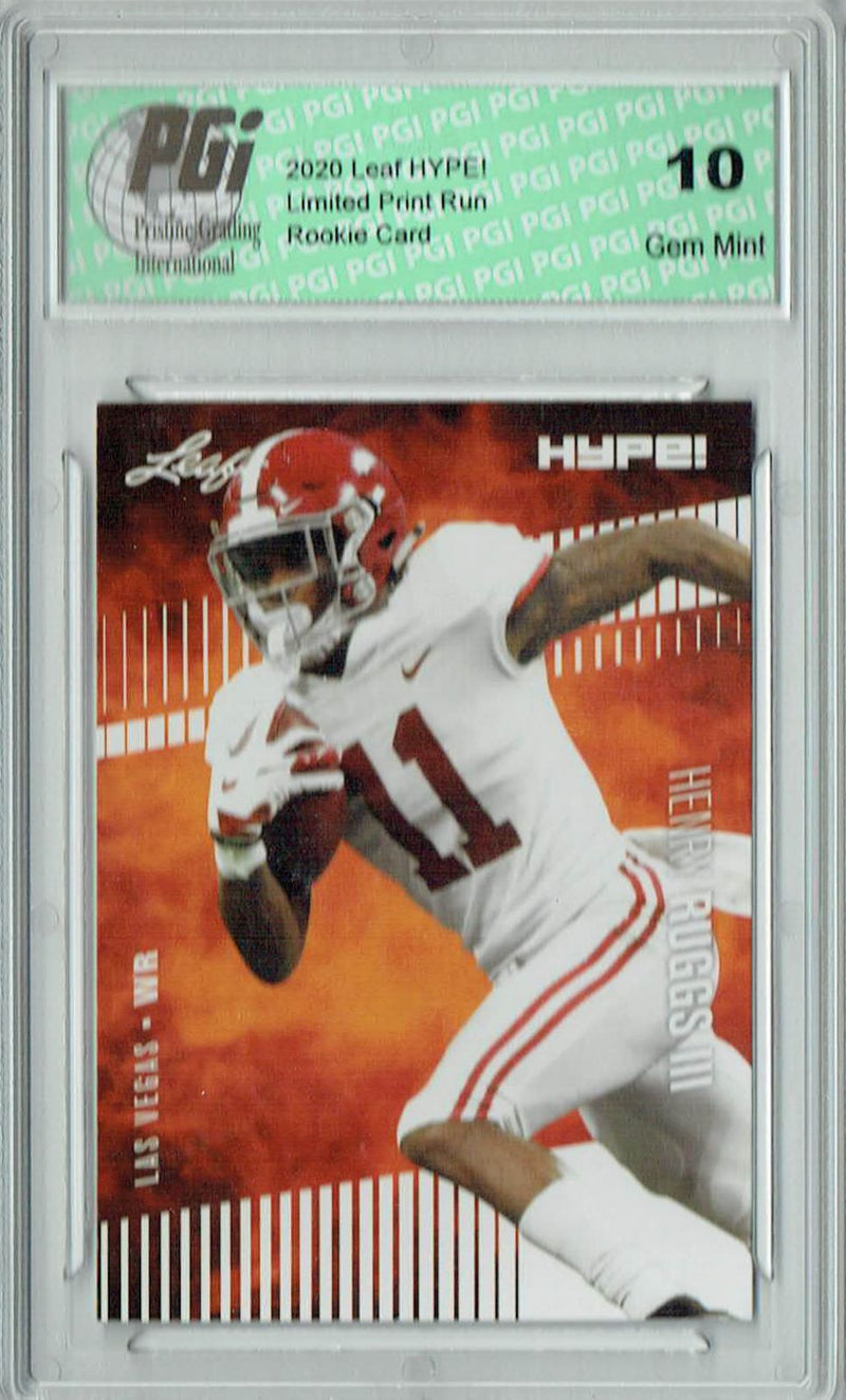 Henry Ruggs III Rookie Card Las Vegas PGI 10 Gem Mint Football Trading Card 2020 Leaf HYPE! #37 Only 5000 Made