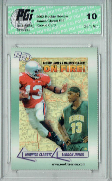 Lebron James 2002  #36 w Maurice Clarett Rookie Card PGI 10