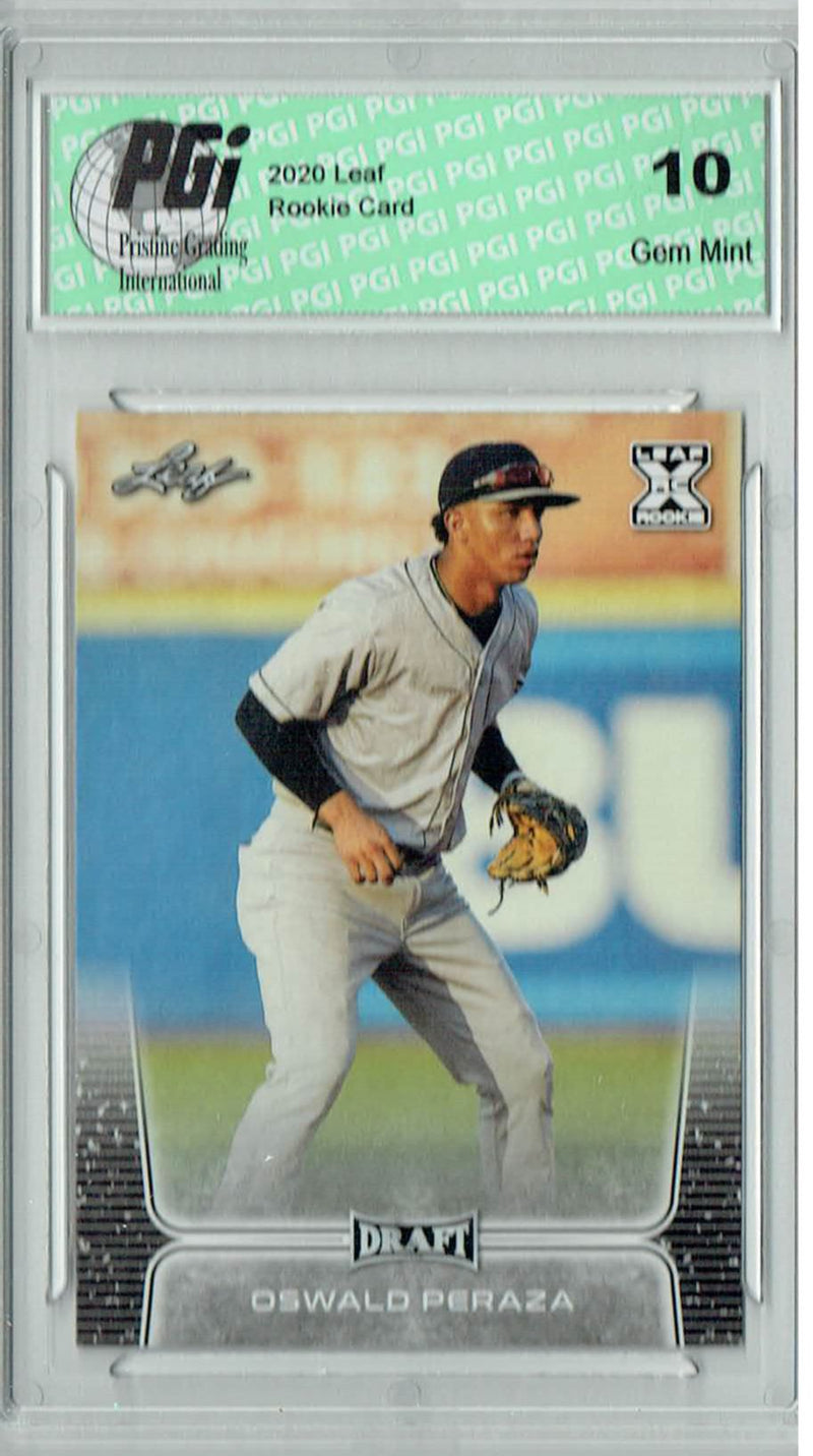 Oswald Peraza 2020 Leaf Draft Baseball #50 Gem Mint Rookie Card PGI 10