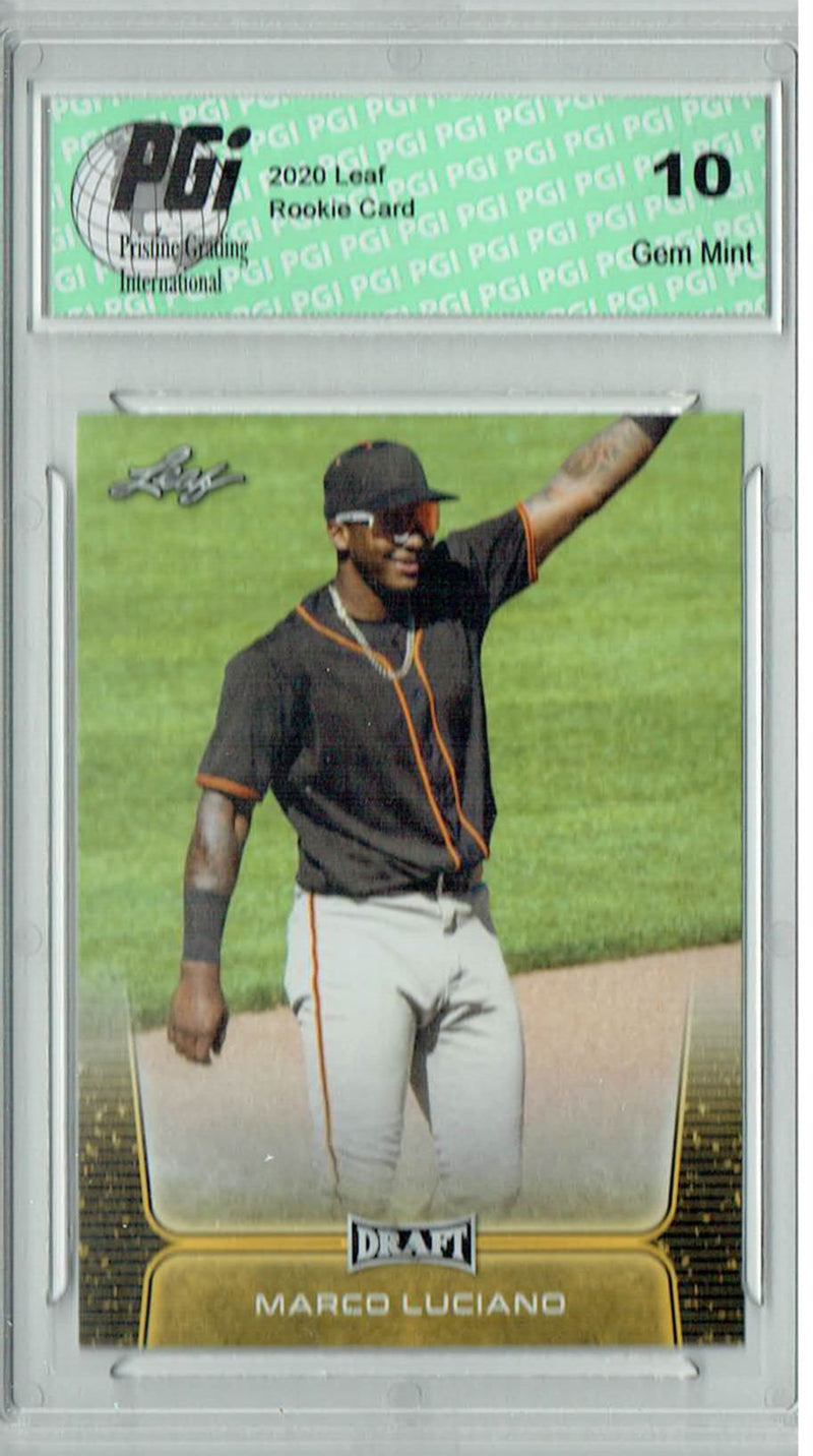 Marco Luciano 2020 Leaf Draft Baseball #5 Gold SP Rookie Card PGI 10
