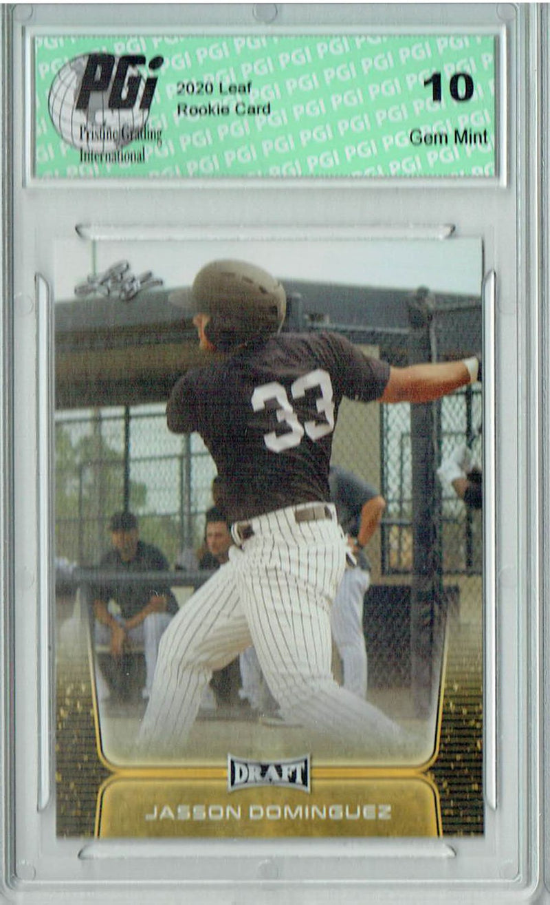 Jasson Dominguez 2020 Leaf Draft Baseball #10 Gold SP Rookie Card PGI 10