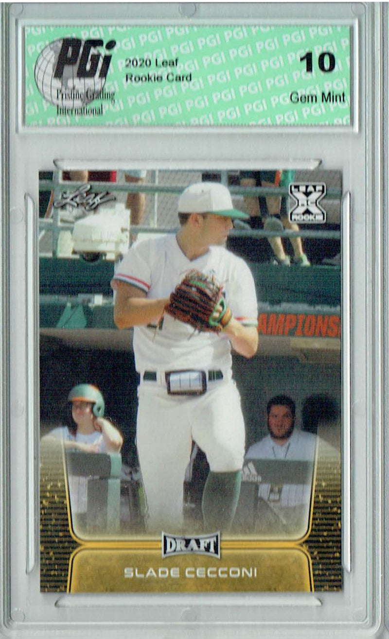Slade Cecconi 2020 Leaf Draft Baseball #19 Gold SP Rookie Card PGI 10