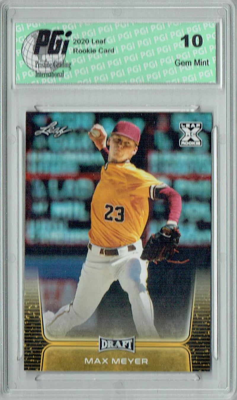 Max Meyer 2020 Leaf Draft Baseball #26 Gold SP Rookie Card PGI 10