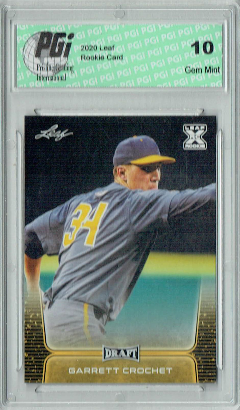 Garrett Crochet 2020 Leaf Draft Baseball #34 Gold SP Rookie Card PGI 10