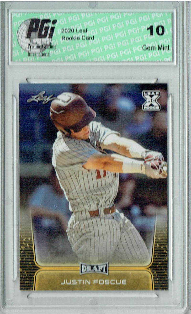 Justin Foscue 2020 Leaf Draft Baseball #37 Gold SP Rookie Card PGI 10