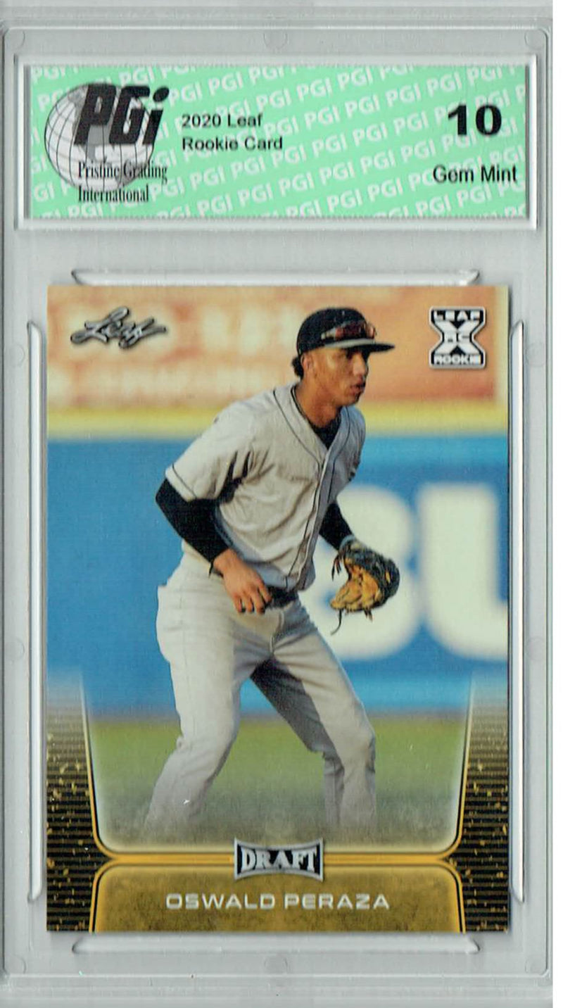 Oswald Peraza 2020 Leaf Draft Baseball #50 Gold SP Rookie Card PGI 10