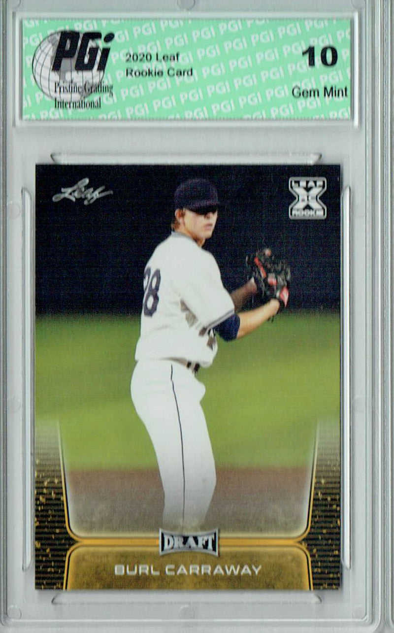 Burl Carraway 2020 Leaf Draft Baseball #48 Gold SP Rookie Card PGI 10