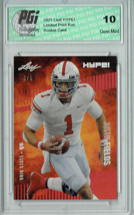 Justin Fields 2021 Leaf HYPE! #50A Red SP, Only 5 Made Rookie Card PGI 10
