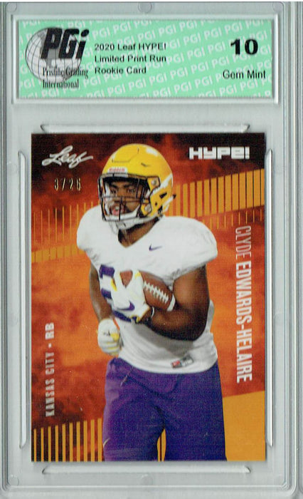 Clyde Edwards-Helaire 2020 Leaf HYPE! #36A Gold Only 25 Made Rookie Card PGI 10