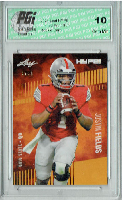 Justin Fields 2021 Leaf HYPE! #50 Gold SP, Only 25 Made Rookie Card PGI 10