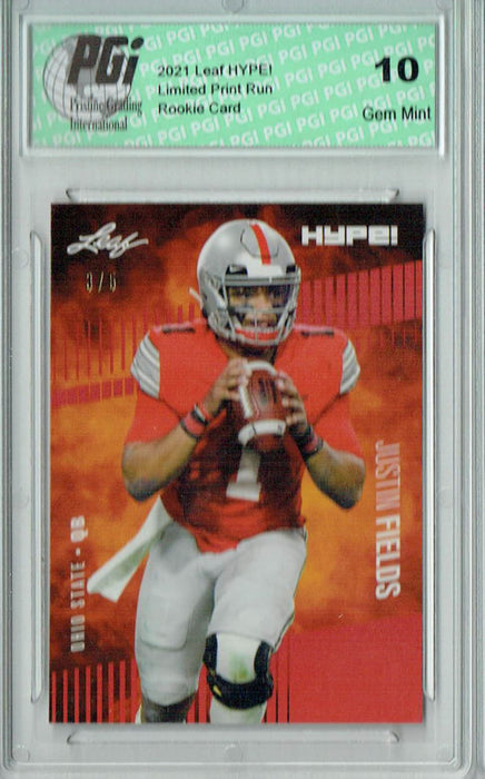 Justin Fields 2021 Leaf HYPE! #50 Red SP, Only 5 Made Rookie Card PGI 10