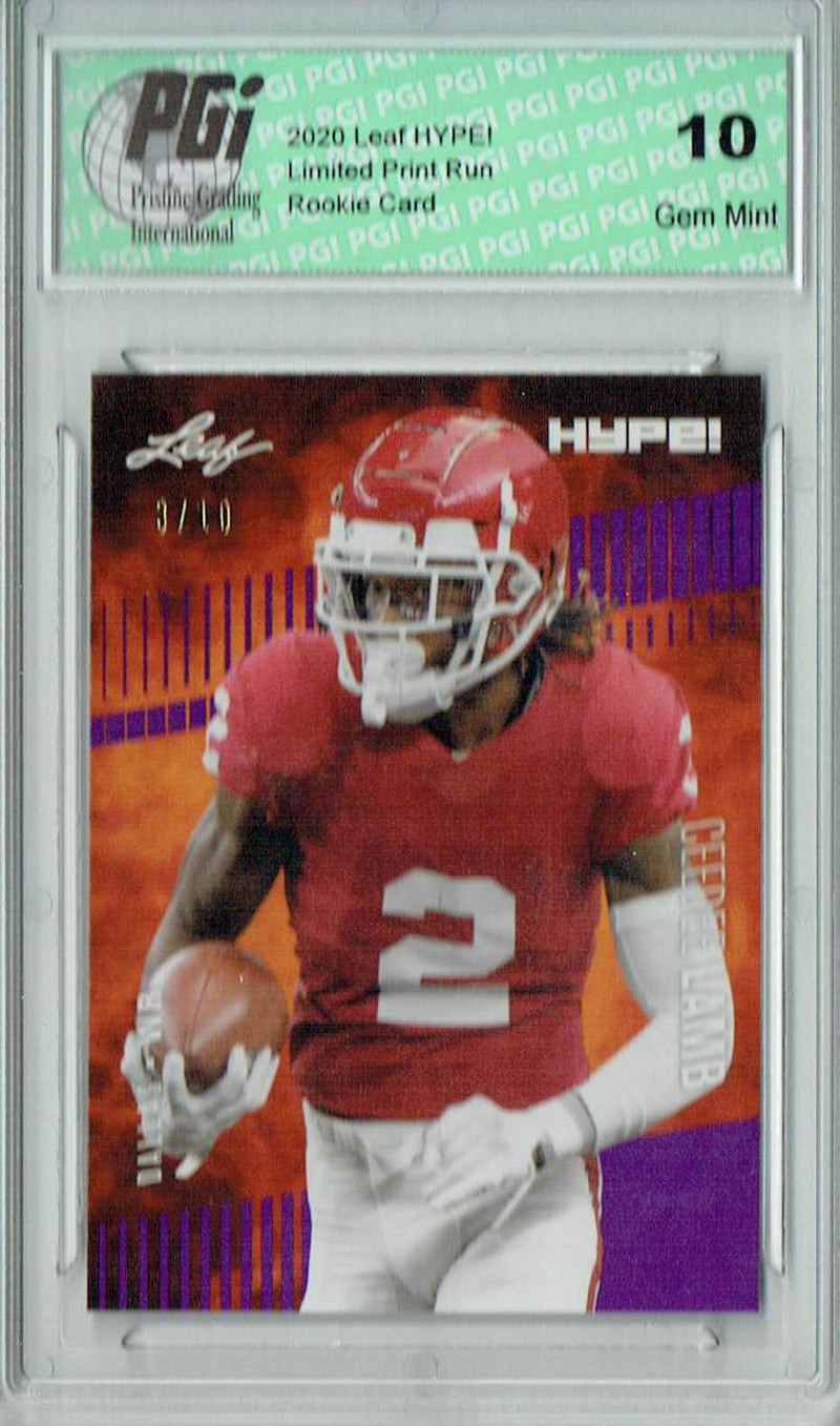 CeeDee Lamb Rookie Card Dallas PGI 10 Gem Mint Football Trading Card 2020 Leaf HYPE! #35A Purple SP, Only 10 Made