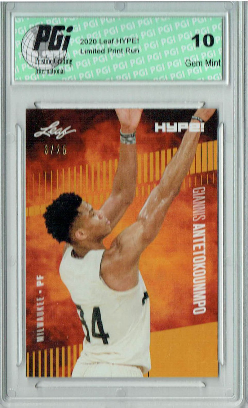 Giannis Antetokounmpo 2020 Leaf HYPE #48 Gold Only 25 Made Rare Card PGI 10