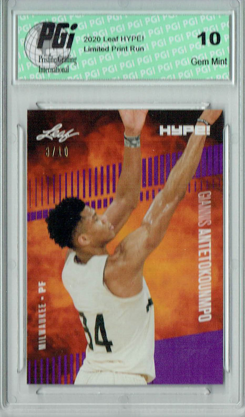 Giannis Antetokounmpo 2020 Leaf HYPE #48 Purple Only 10 Made Rare Card PGI 10