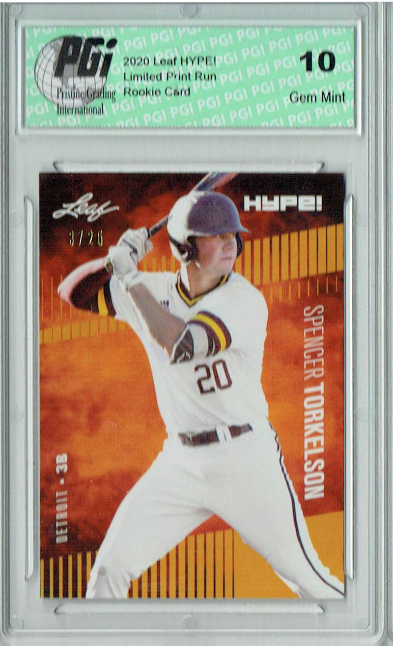 Spencer Torkelson 2020 Leaf HYPE #41 Gold SP, Only 25 Made Rookie Card PGI 10