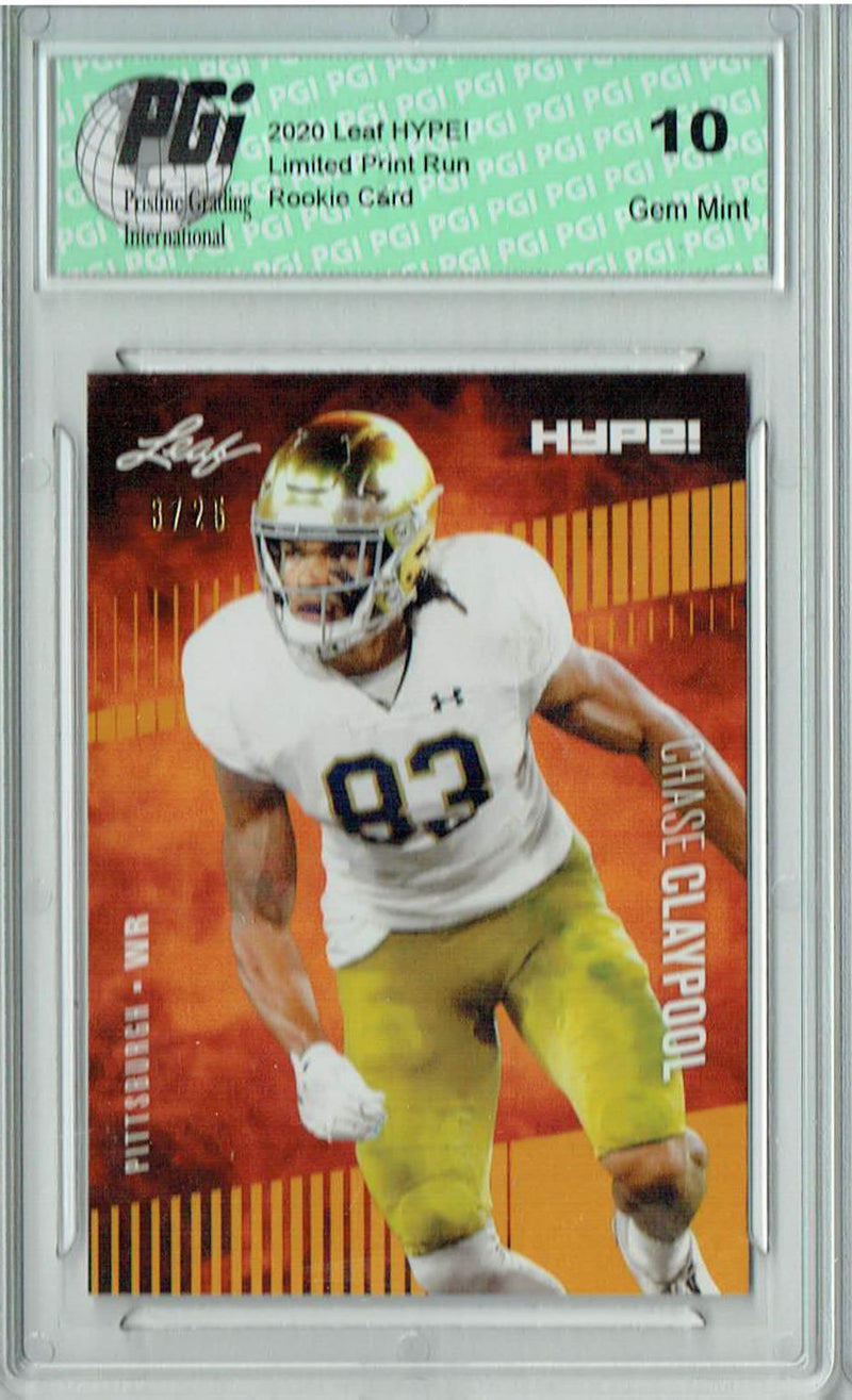 Chase Claypool Rookie Card Pittsburgh PGI 10 Gem Mint Football Trading Card 2020 Leaf HYPE! #40 Gold SP, Only 25 Made