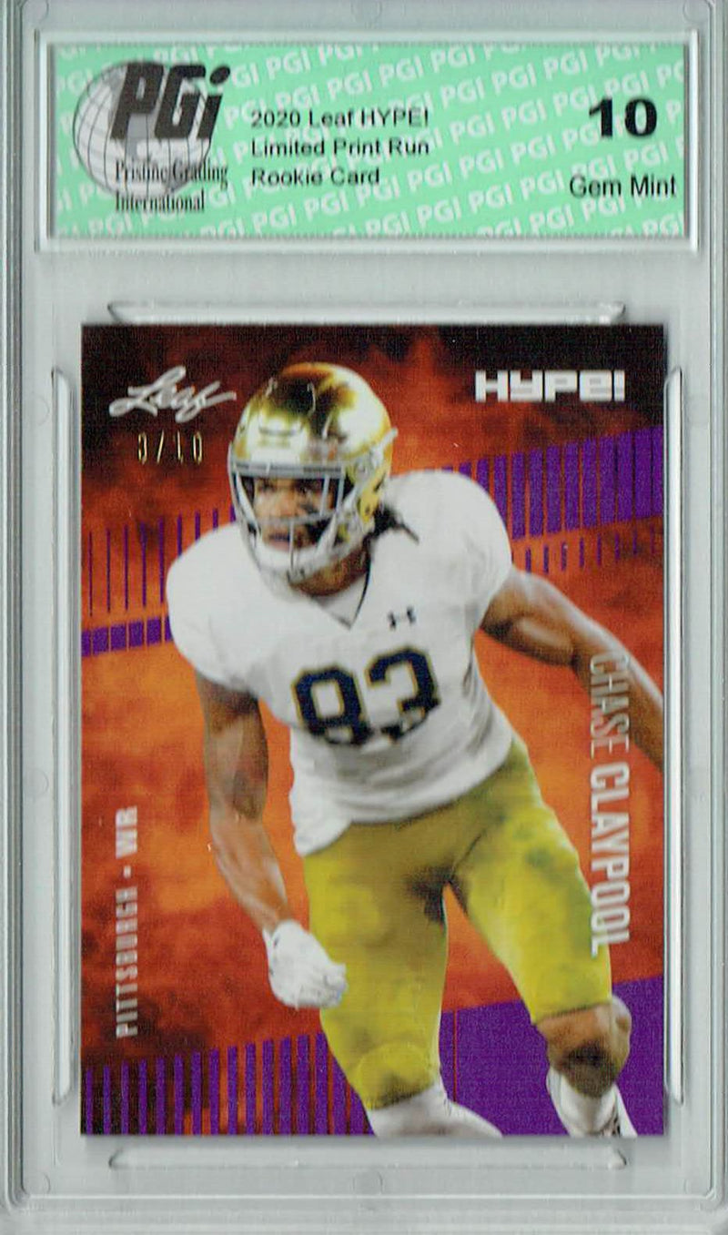 Chase Claypool Rookie Card Pittsburgh PGI 10 Gem Mint Football Trading Card 2020 Leaf HYPE! #40 Purple SP, Only 10 Made