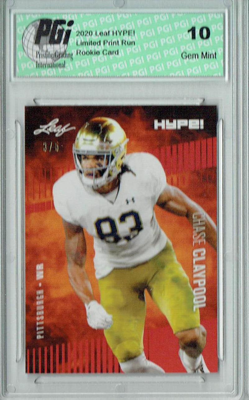 Chase Claypool Rookie Card Pittsburgh PGI 10 Gem Mint Football Trading Card 2020 Leaf HYPE! #40 Red SP, Only 5 Made