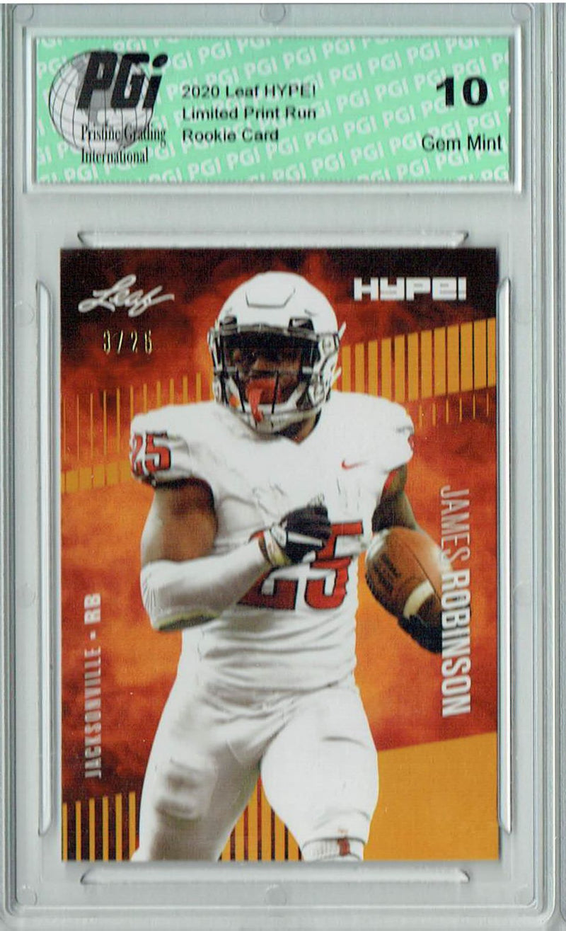 James Robinson Rookie Card Jacksonville PGI 10 Gem Mint Football Trading Card 2020 Leaf HYPE! #39 Gold SP, Only 25 Made