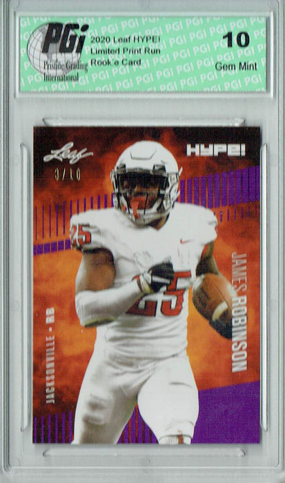 James Robinson 2020 Leaf HYPE! #39 Purple SP, Only 10 Made Rookie Card PGI 10