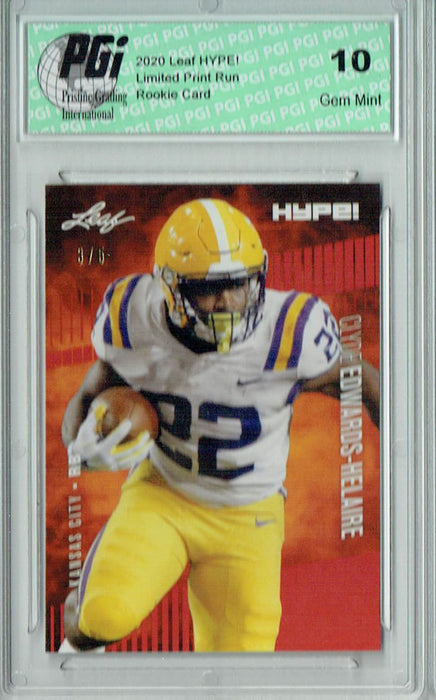 Clyde Edwards-Helaire 2020 Leaf HYPE! #36 Red SP, Only 5 Made Rookie Card PGI 10