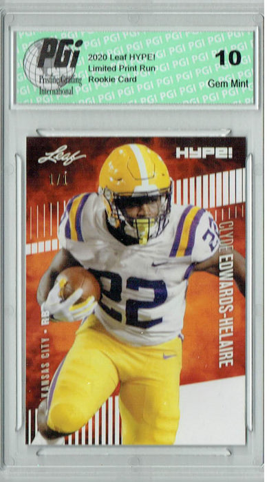 Clyde Edwards-Helaire 2020 Leaf HYPE! #36 Whit BlankBack 1/1 Rookie Card PGI 10