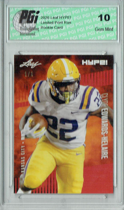 Clyde Edwards-Helaire 2020 Leaf HYPE! #36 Red Blank Back, 1/1 Rookie Card PGI 10