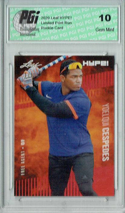Yoelqui Cespedes 2020 Leaf HYPE! #42A Red Blank Back, 1/1 Rookie Card PGI 10