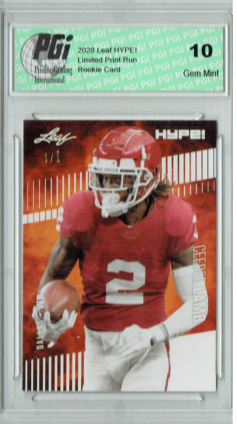 CeeDee Lamb Rookie Card Dallas PGI 10 Gem Mint Football Trading Card 2020 Leaf HYPE! #35A White Blank Back 1/1
