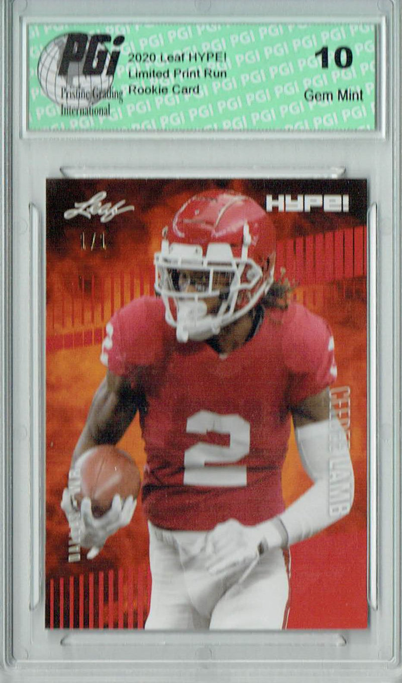 CeeDee Lamb Rookie Card Dallas PGI 10 Gem Mint Football Trading Card 2020 Leaf HYPE! #35A Red Blank Back, 1/1
