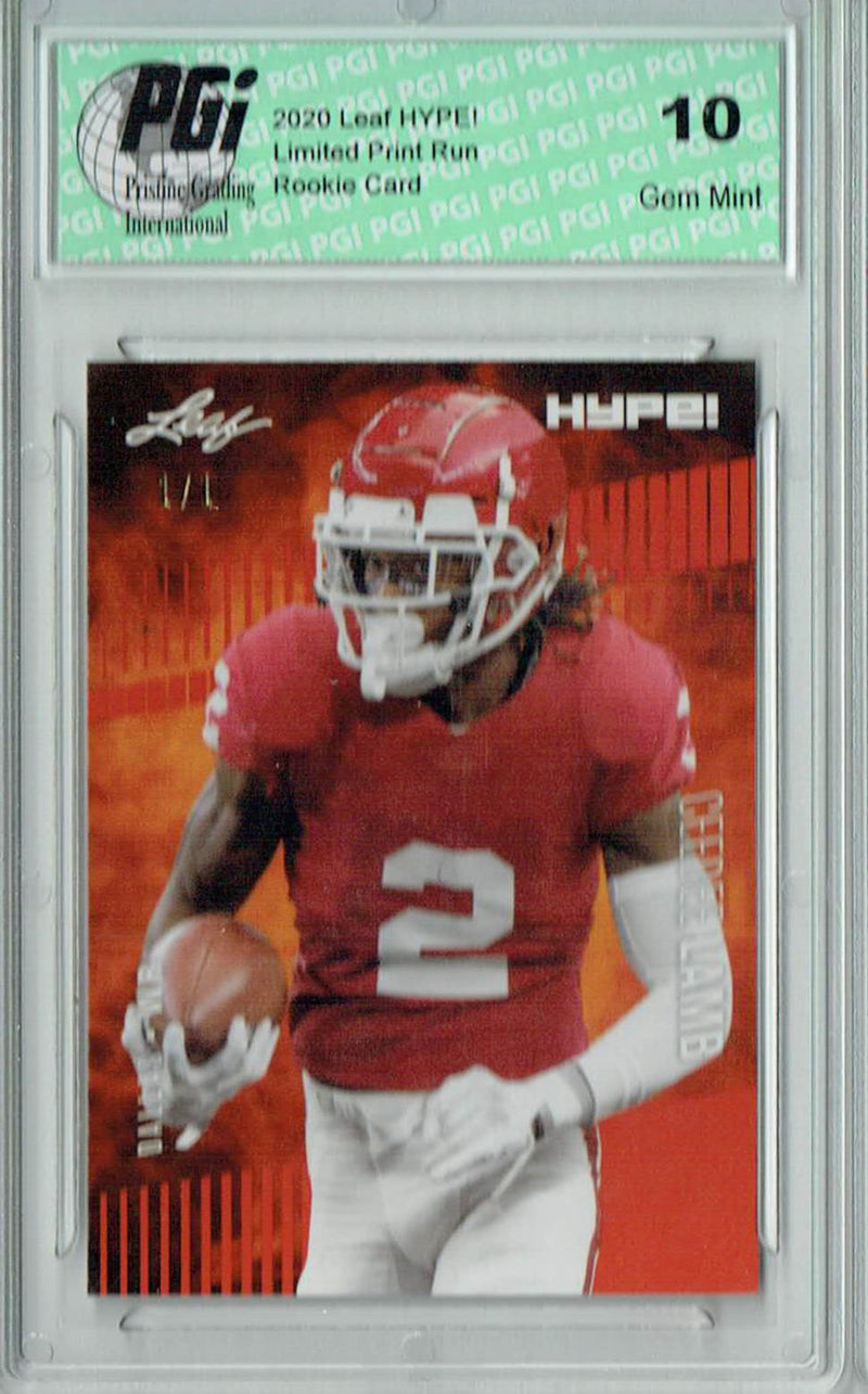 CeeDee Lamb Rookie Card Dallas PGI 10 Gem Mint Football Trading Card 2020 Leaf HYPE! #35A Orange Blank Back 1/1