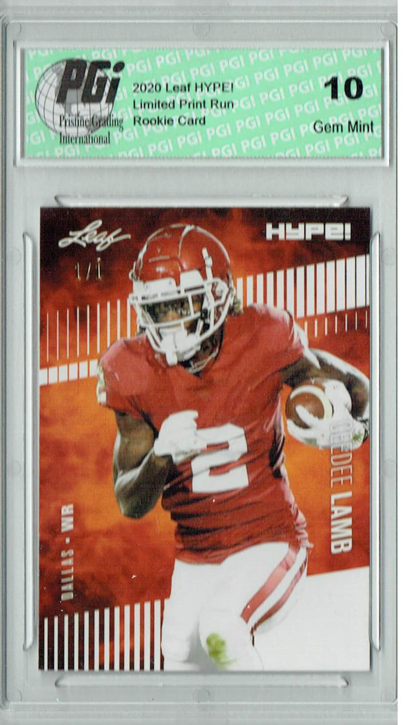 CeeDee Lamb Rookie Card Dallas PGI 10 Gem Mint Football Trading Card 2020 Leaf HYPE! #35 White Blank Back 1/1