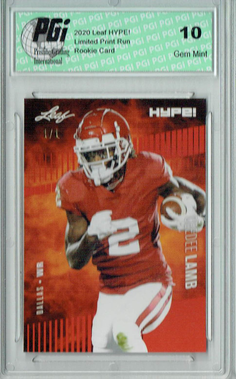 CeeDee Lamb Rookie Card Dallas PGI 10 Gem Mint Football Trading Card 2020 Leaf HYPE! #35 Orange Blank Back 1/1
