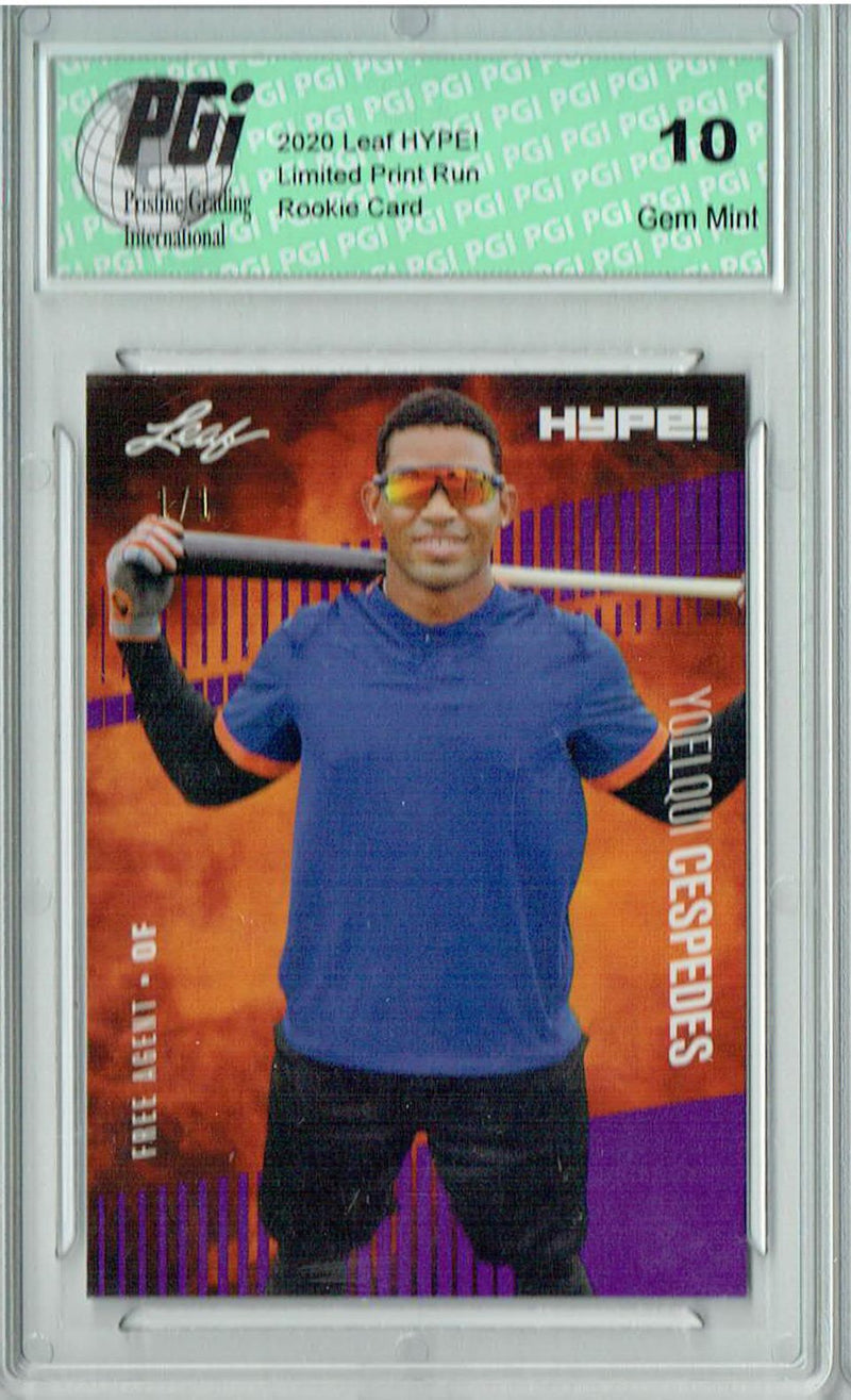 Yoelqui Cespedes 2020 Leaf HYPE #42 Purple Blank Back 1/1 Rookie Card PGI 10