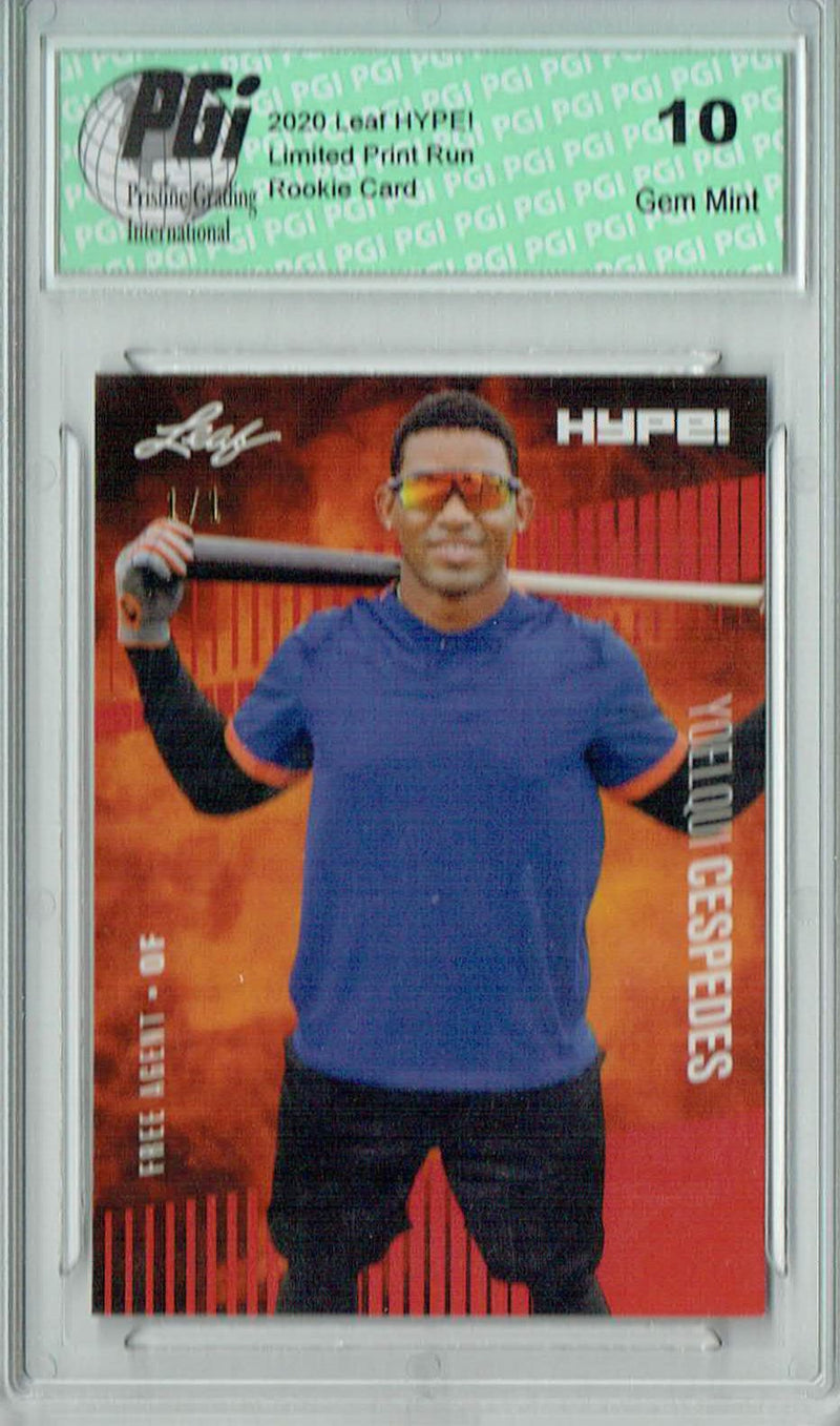 Yoelqui Cespedes 2020 Leaf HYPE! #42 Red Blank Back, 1/1 Rookie Card PGI 10