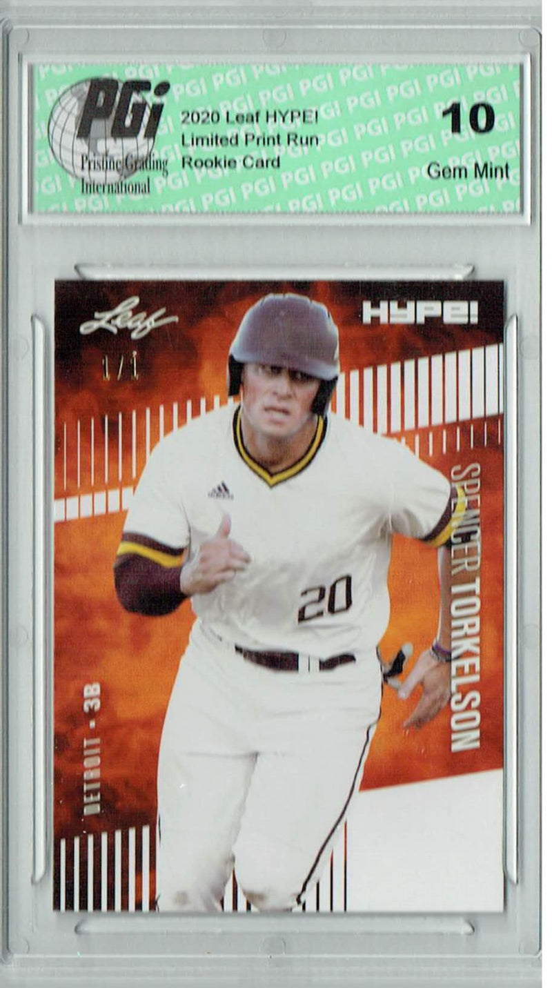 Spencer Torkelson 2020 Leaf HYPE! #41A White Blank Back 1/1 Rookie Card PGI 10