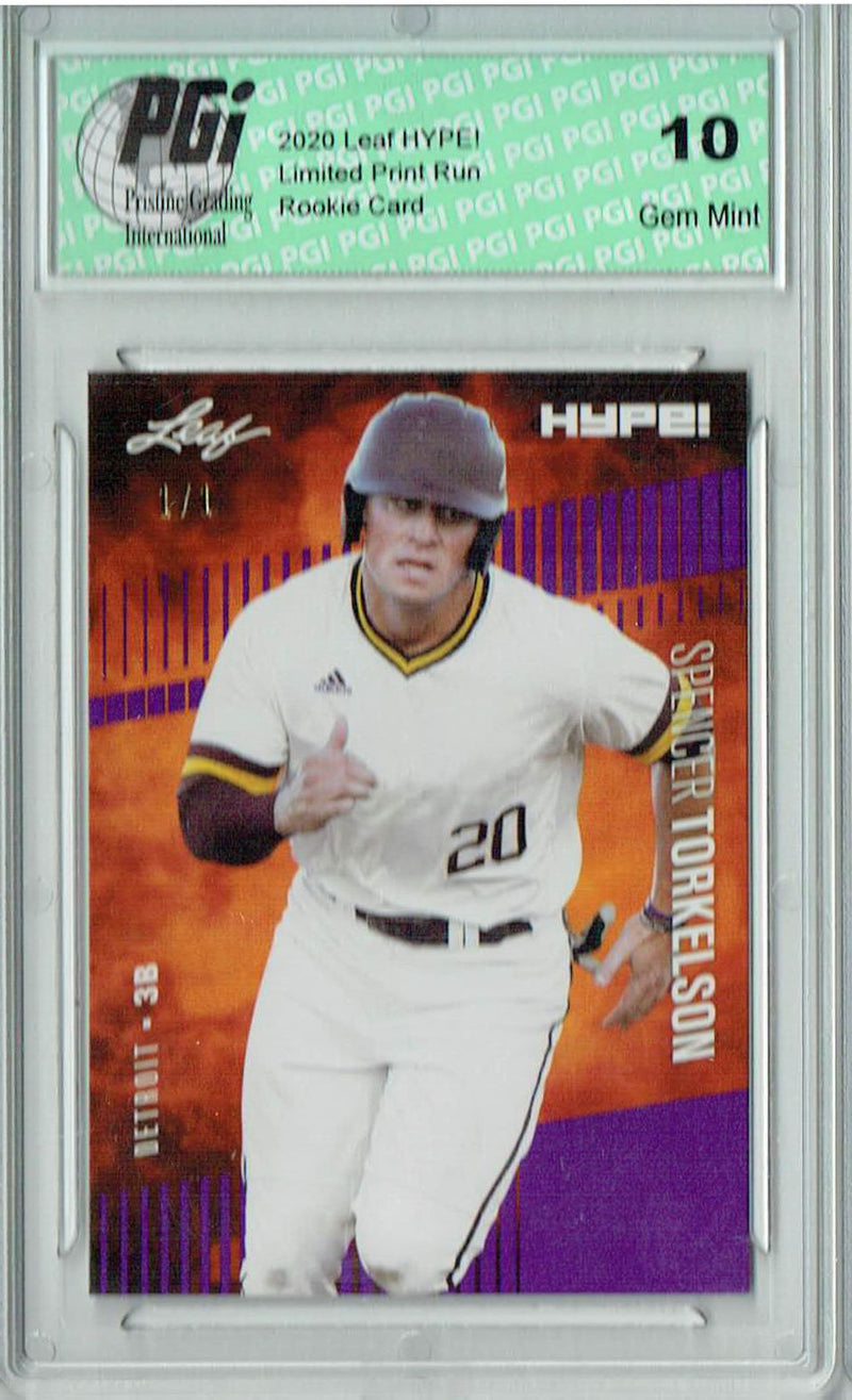 Spencer Torkelson 2020 Leaf HYPE #41A Purple Blank Back 1/1 Rookie Card PGI 10