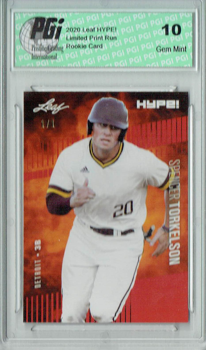 Spencer Torkelson 2020 Leaf HYPE! #41A Red Blank Back, 1/1 Rookie Card PGI 10