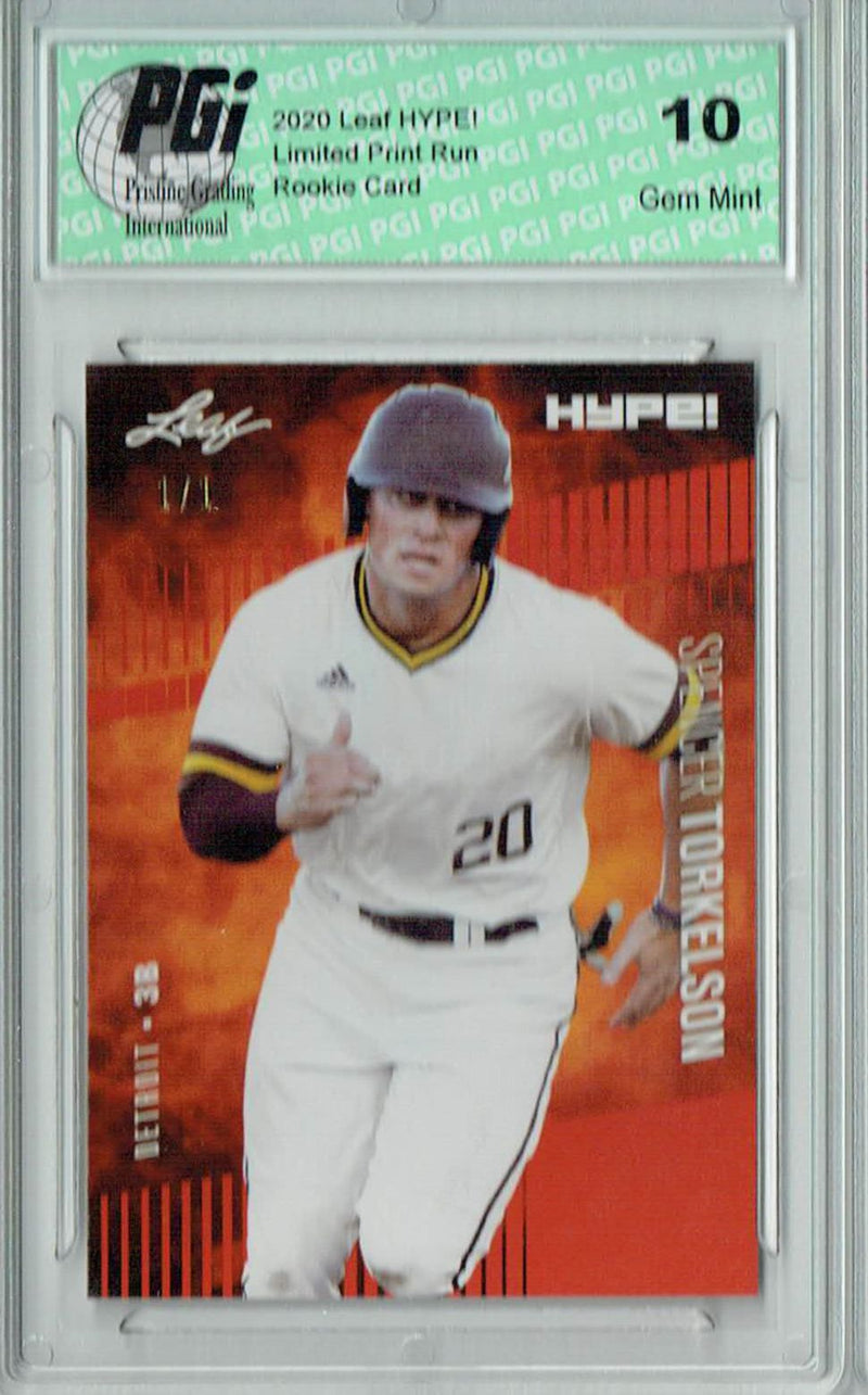 Spencer Torkelson 2020 Leaf HYPE! #41A Orange Blank Back 1/1 Rookie Card PGI 10