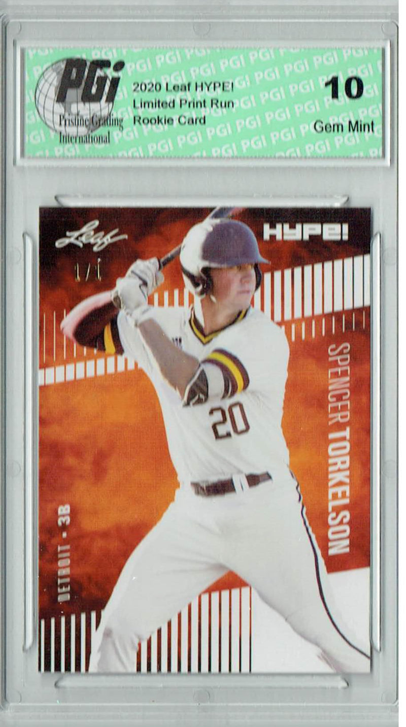 Spencer Torkelson 2020 Leaf HYPE! #41 White Blank Back 1/1 Rookie Card PGI 10