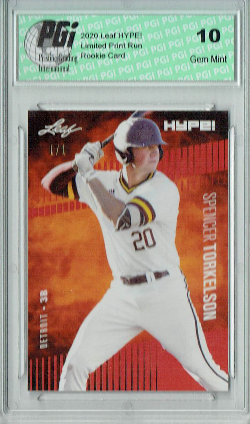 Spencer Torkelson 2020 Leaf HYPE #41 Red Blank Back, 1/1 Rookie Card PGI 10