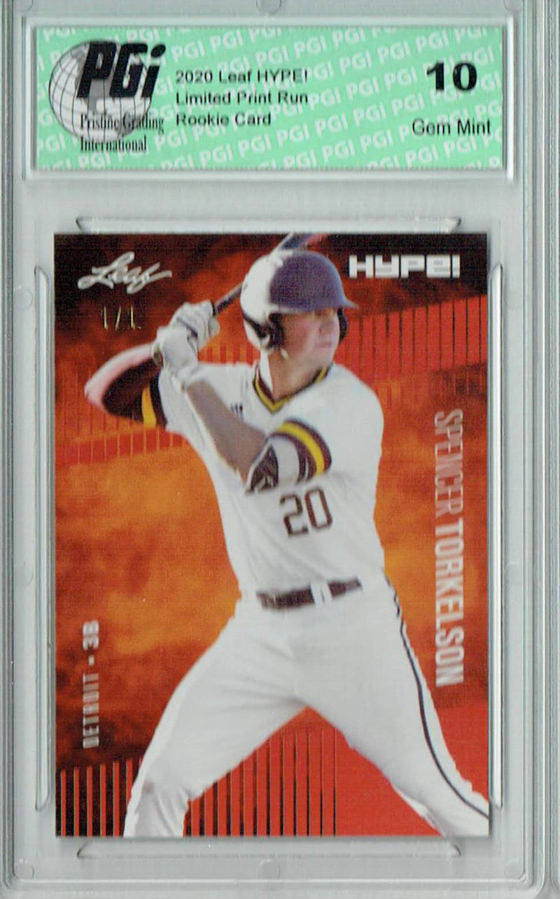 Spencer Torkelson 2020 Leaf HYPE! #41 Orange Blank Back 1/1 Rookie Card PGI 10