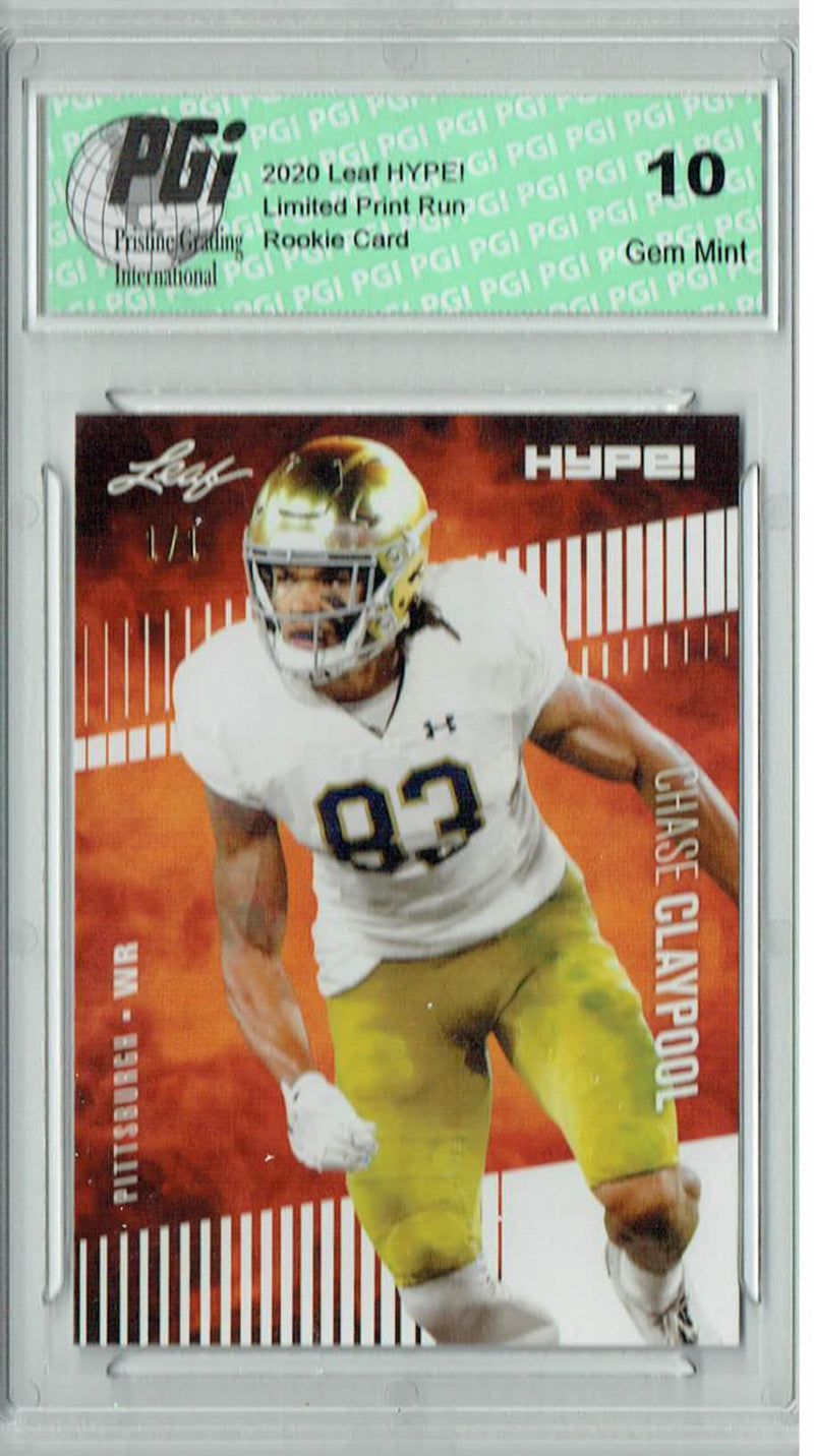 Chase Claypool Rookie Card Pittsburgh PGI 10 Gem Mint Football Trading Card 2020 Leaf HYPE! #40 White Blank Back 1/1
