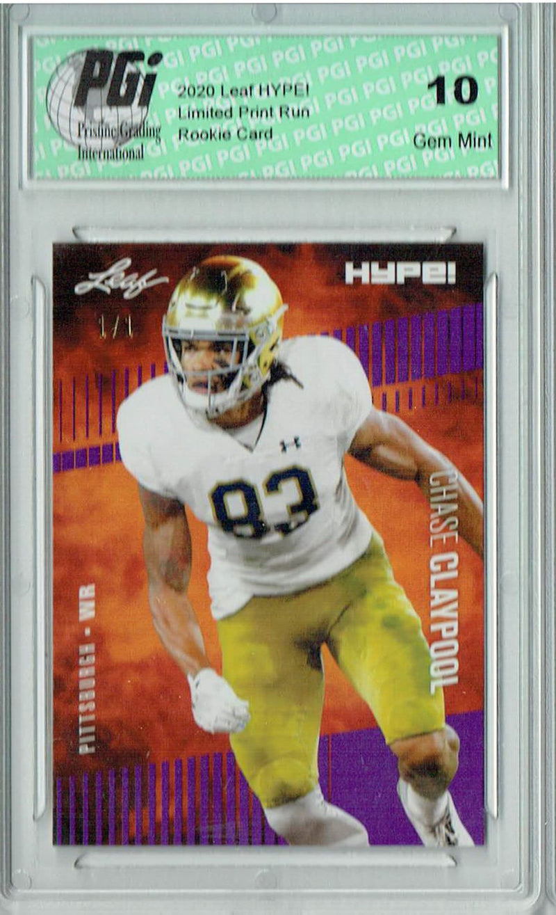 Chase Claypool Rookie Card Pittsburgh PGI 10 Gem Mint Football Trading Card 2020 Leaf HYPE! #40 Purple Blank Back 1/1
