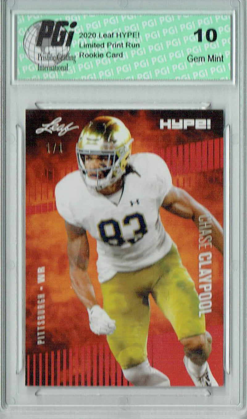 Chase Claypool Rookie Card Pittsburgh PGI 10 Gem Mint Football Trading Card 2020 Leaf HYPE! #40 Red Blank Back, 1/1