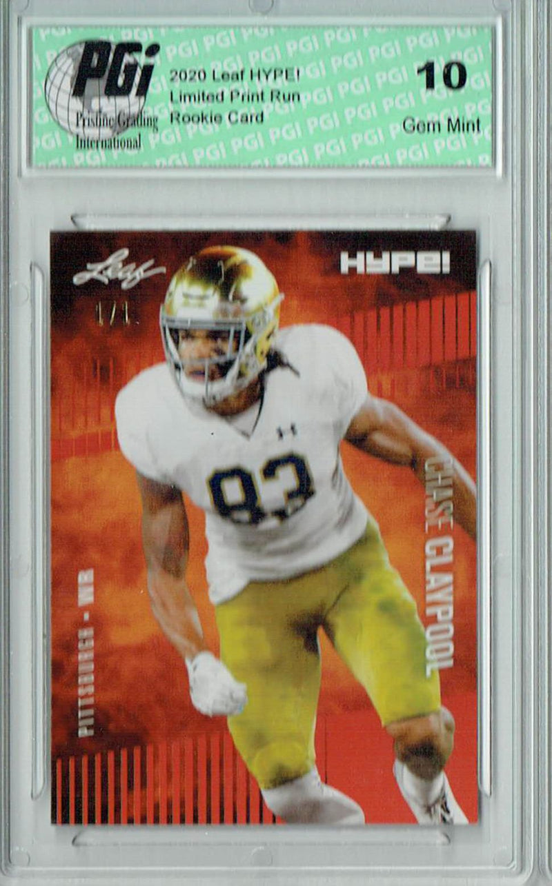 Chase Claypool Rookie Card Pittsburgh PGI 10 Gem Mint Football Trading Card 2020 Leaf HYPE! #40 Orange Blank Back 1/1