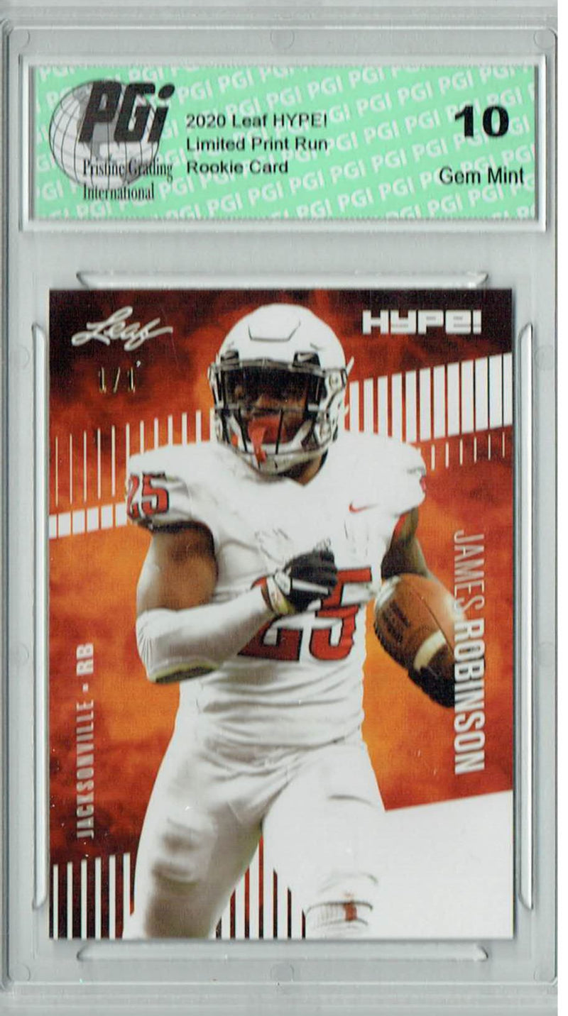 James Robinson Rookie Card Jacksonville PGI 10 Gem Mint Football Trading Card 2020 Leaf HYPE! #39 White Blank Back 1/1
