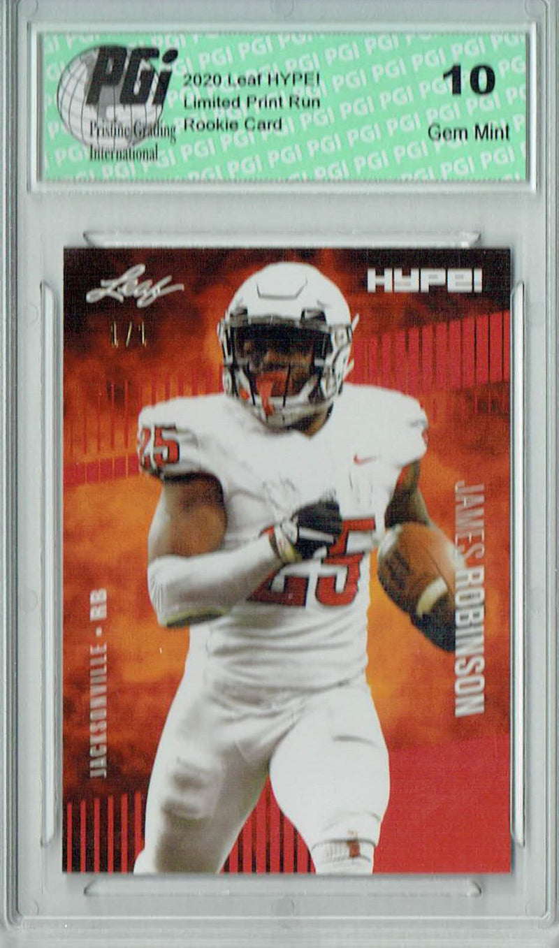 James Robinson Rookie Card Jacksonville PGI 10 Gem Mint Football Trading Card 2020 Leaf HYPE! #39 Red Blank Back, 1/1