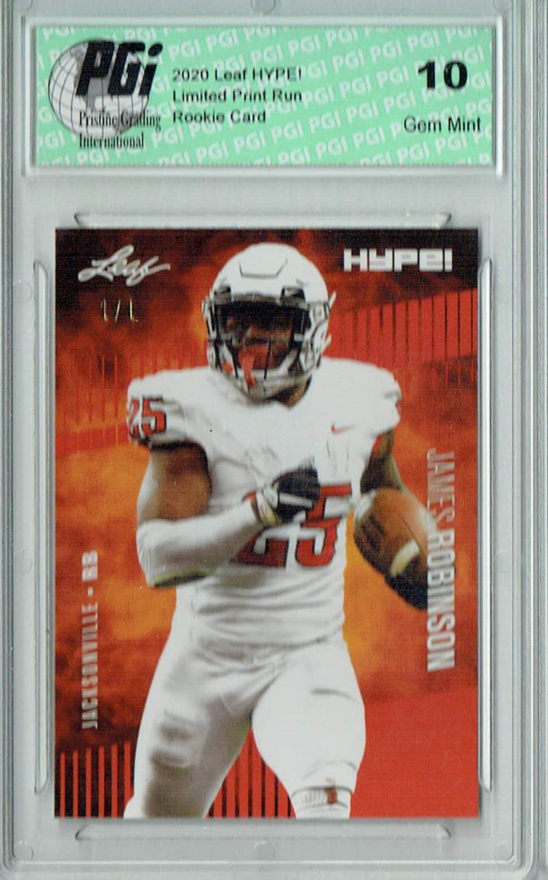 James Robinson Rookie Card Jacksonville PGI 10 Gem Mint Football Trading Card 2020 Leaf HYPE! #39 Orange Blank Back 1/1