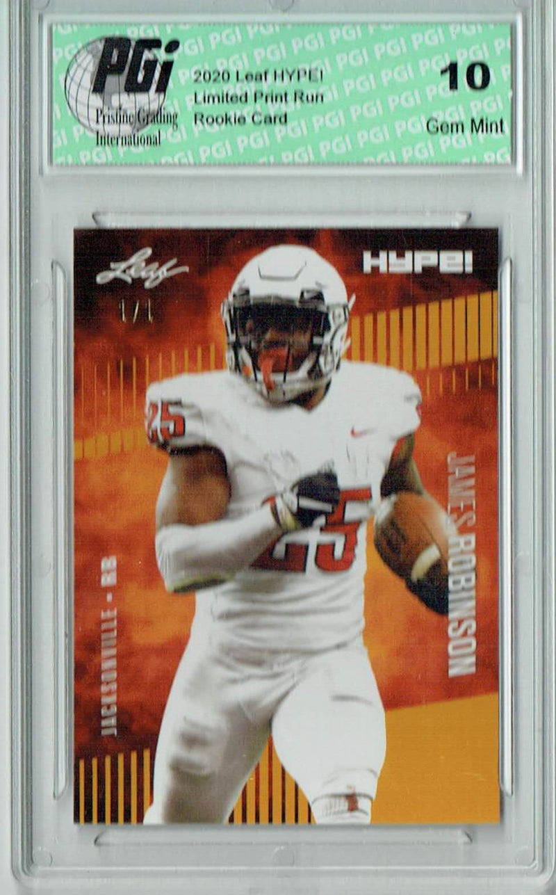 James Robinson Rookie Card Jacksonville PGI 10 Gem Mint Football Trading Card 2020 Leaf HYPE! #39 Gold Blank Back 1/1